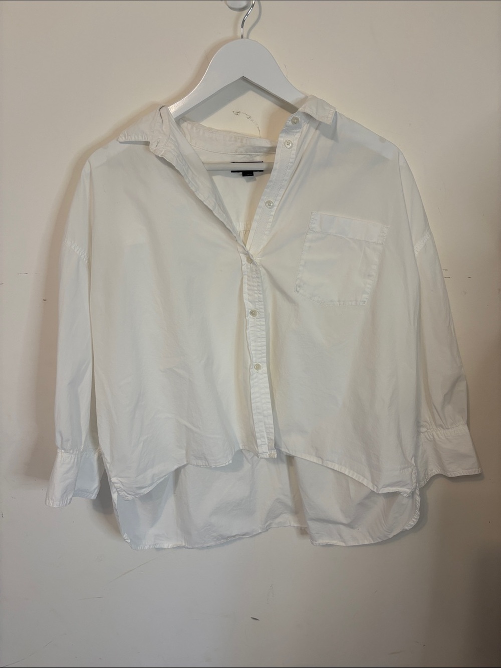 Cropped Classic White Button-Down Shirt